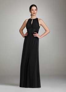 long jersey dress with keyhole detail