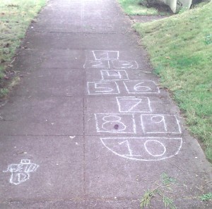 hopscotch numbered from the top with tiny hopscotch beside it