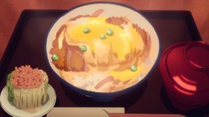 anime pork cutlet bowl as served on Yuri on Ice